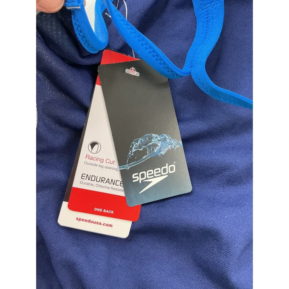 Speedo Kids Endurance+ Paradise One Piece Swimsuit White Blue Size 22 NWT
